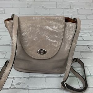 Patricia Nash Light Gray Leather Backpack handbag Convertible Adjustable straps